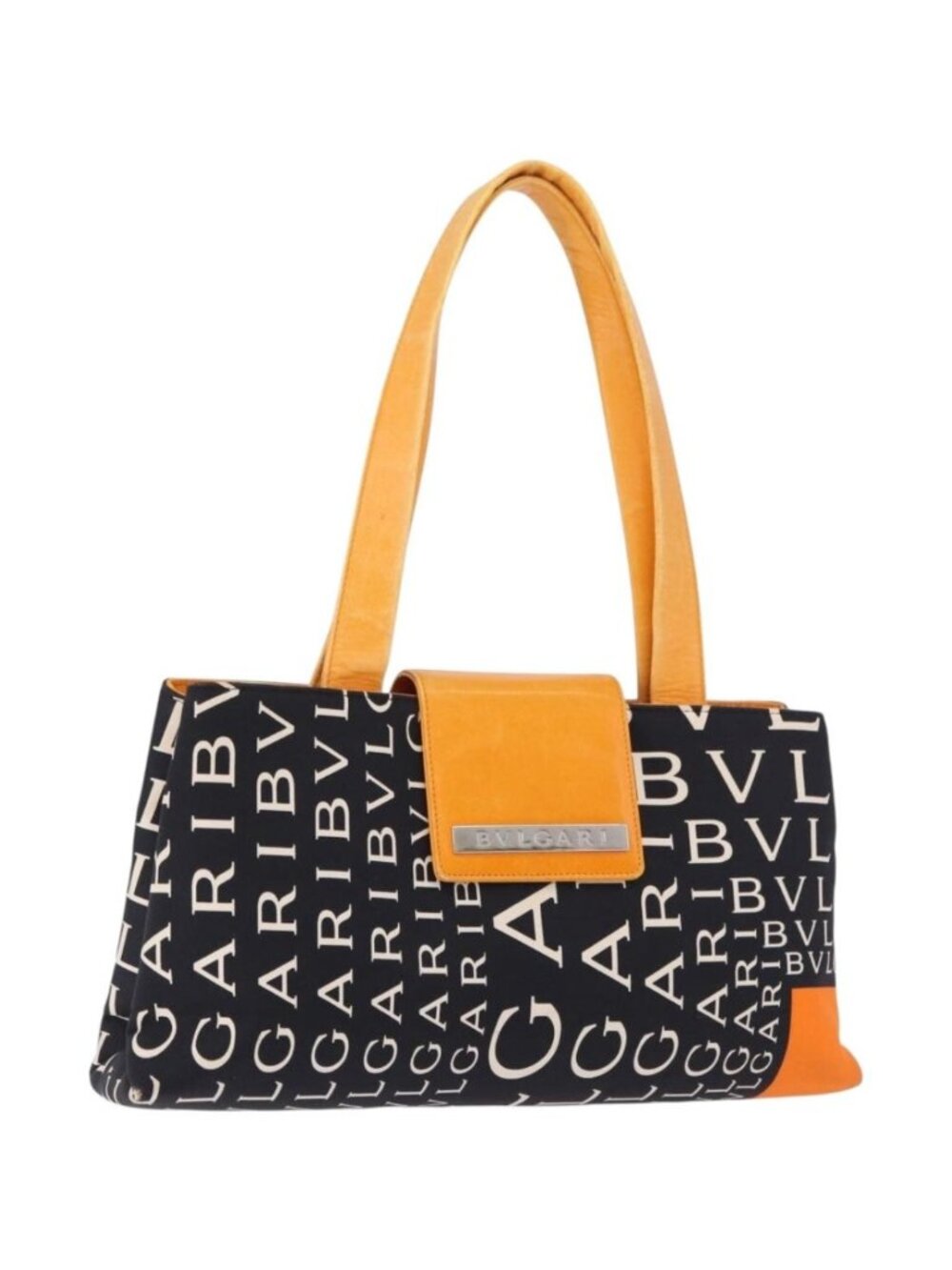 BVLGARI Logo Mania Tote Bag Nylon Black Orange